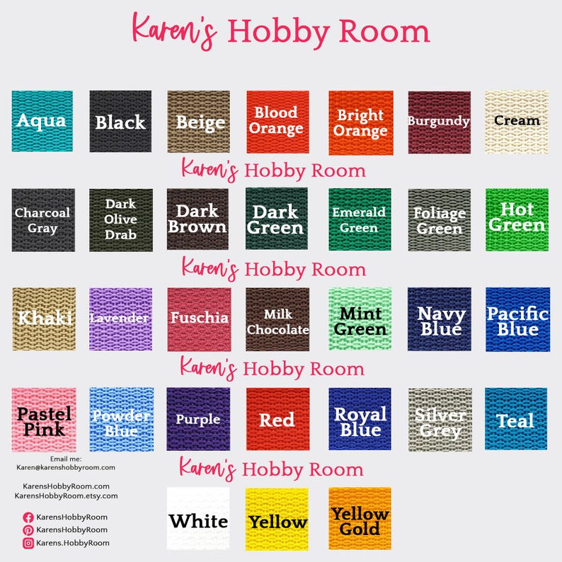 1" Lightweight Polypropylene Webbing by the yard, 30+ colors 画像 2