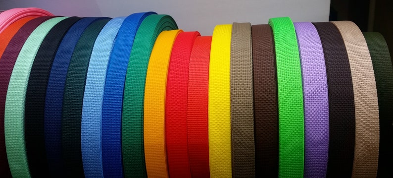 1 Webbing by the yard, 25 colors, lightweight Polypropylene for tote bag handles, keyfob wristlet straps, dog collars, bag image 5
