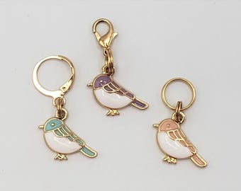 Bird Stitch Markers | Enamel Charm Stitch Markers 3pc
