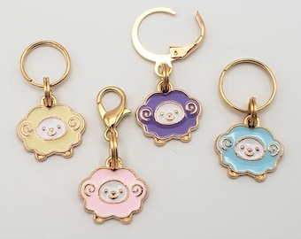 Tiny Sheep Stitch Markers | Enamel Charm Stitch Markers 4pc