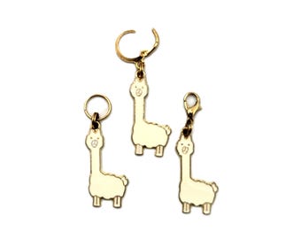 Alpaca & Llama Stitch Markers | Enamel Charm Stitch Markers 3pc