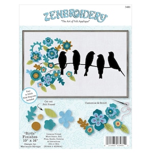 Felt Collage Applique Kit 10&quot;X16&quot; - Bird Silhouette - Zenbroidery