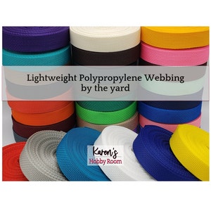 1" Webbing by the yard, 25+ colors, lightweight Polypropylene for tote bag handles, keyfob wristlet straps, dog collars, bag