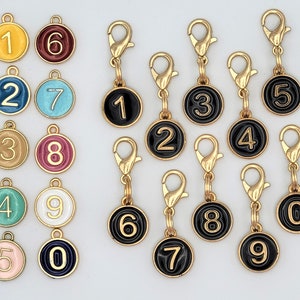 Number Stitch Marker for knitting and crochet, 0-9 Enamel Charms multi-colors | row counter, crochet hook marker, crochet stitch marker