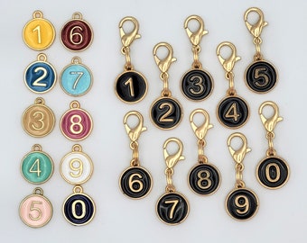 Number Stitch Marker for knitting and crochet, 0-9 Enamel Charms multi-colors | row counter, crochet hook marker, crochet stitch marker