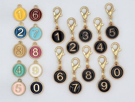 Number Stitch Marker for Knitting and Crochet, 0-9 Enamel Charms  Multi-colors Row Counter, Crochet Hook Marker, Crochet Stitch Marker 