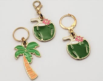Tropical Stitch Markers | Enamel Charm Stitch Markers 3pc