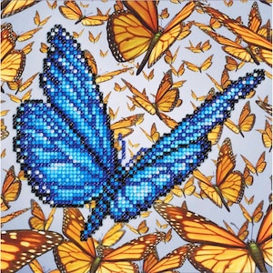 Diamond Art Kit 8x8&quot; Beginner Blue Butterfly