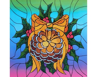 Diamond Painting Kit powered by Diamond Dotz - Beginner 8x8" - Stained Glass Pinecone Wreath