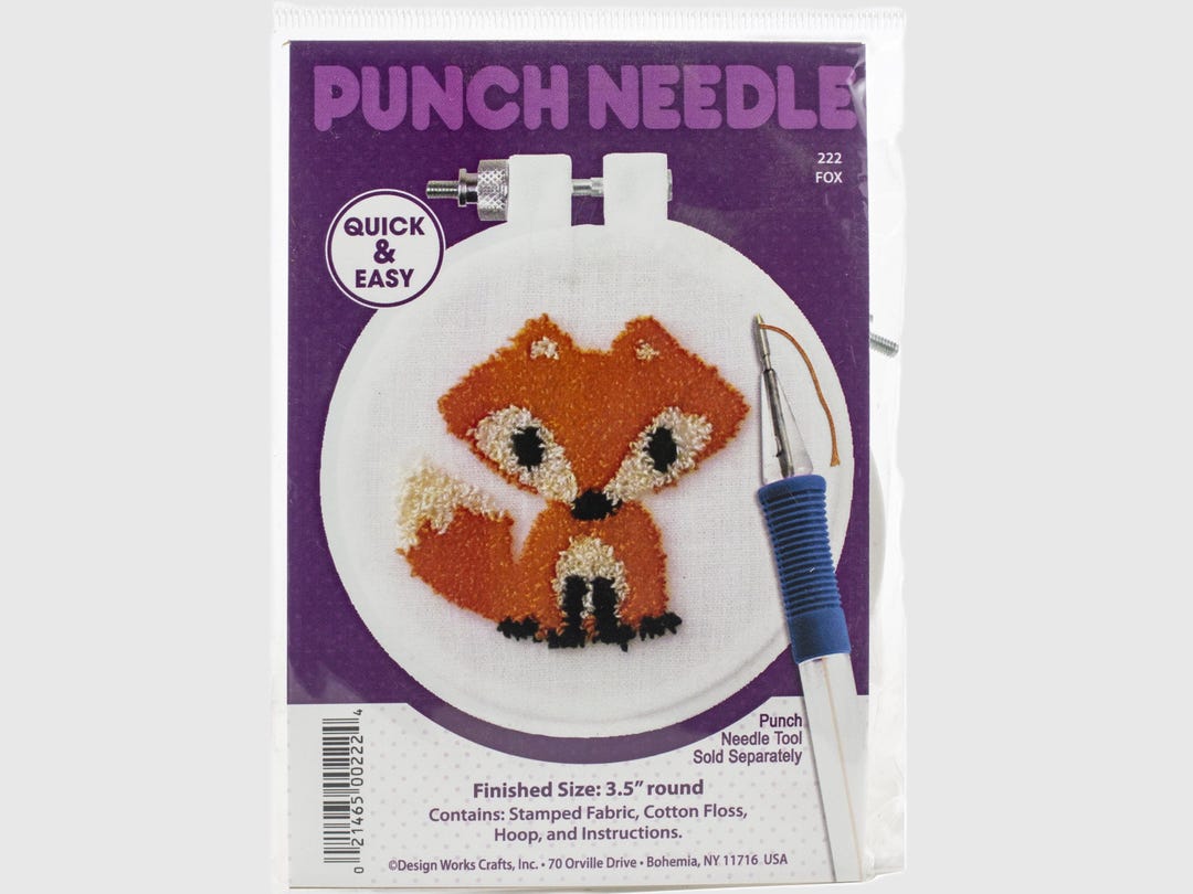 Fox Punch Needle Kit: 3.5" Round, Stamped Fabric DIY Craft Kit - Etsy