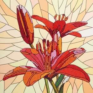 Diamond Art Kit Intermediate 12x12&quot; - Stained Glass Lily