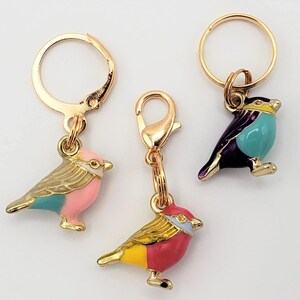 3D Bird Stitch Markers | Enamel Charm Stitch Markers 3pc