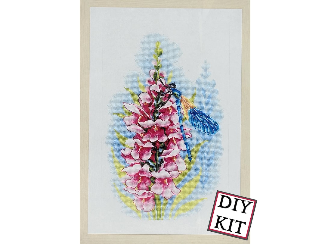 DIY Kit, Lanarte Cross Stitch Kit, Dragonfly's Treasure, 8.8 X 13.2 Do It Yourself Floral