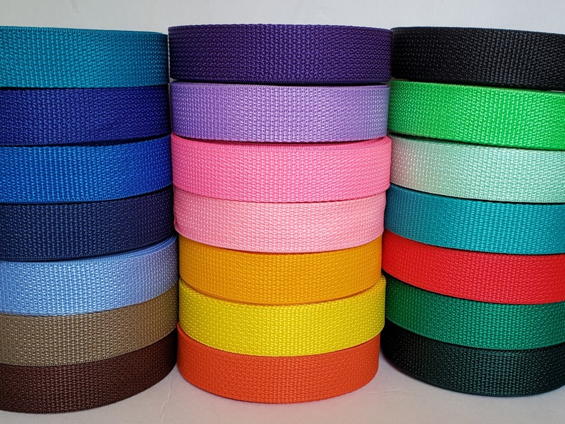 1 Webbing by the yard, 25 colors, lightweight Polypropylene for tote bag handles, keyfob wristlet straps, dog collars, bag image 3