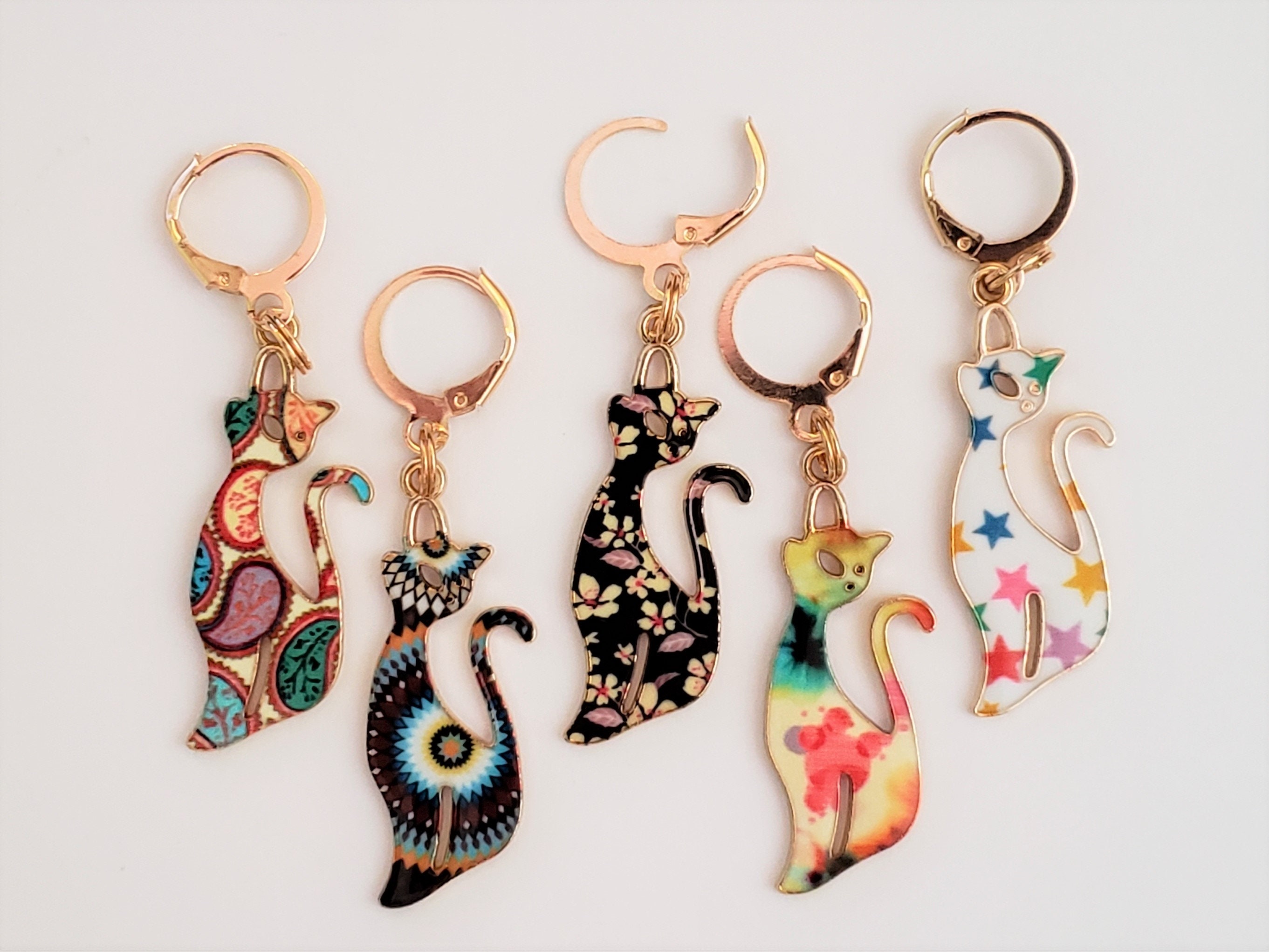 Cat Stitch Markers for Knitting 5pc Fancy Kitties Crochet - Etsy