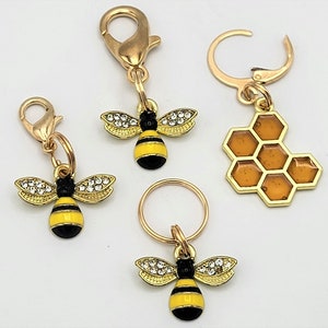 Bee Stitch Markers for Knitting 4pc | Crochet stitch marker, progress keeper, project bag charm, crochet accessory