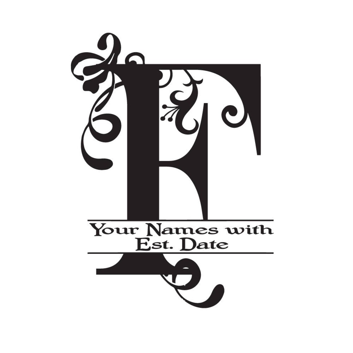 Large Vinyl Monogram Letter F Decal Split Letter Monogram Etsy