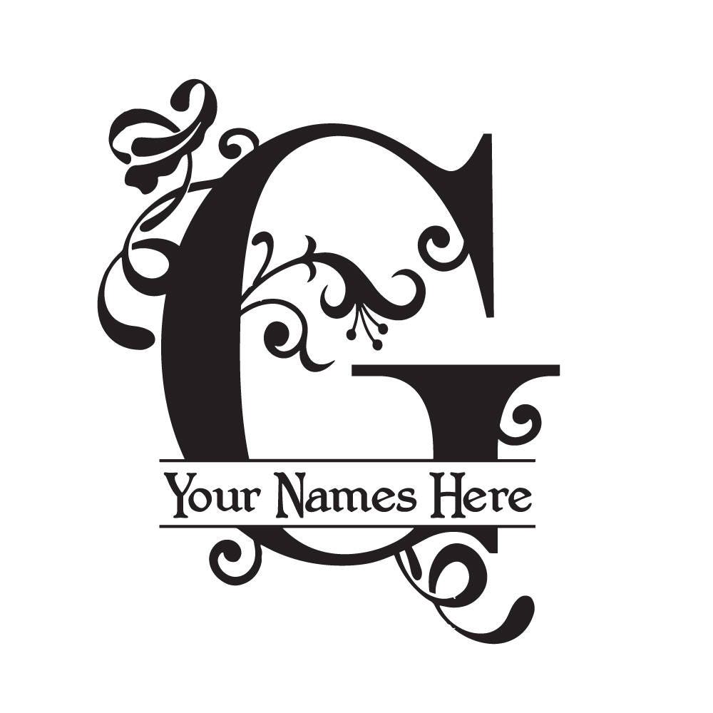Download Large Vinyl Monogram - Letter G Decal - Split Letter ...