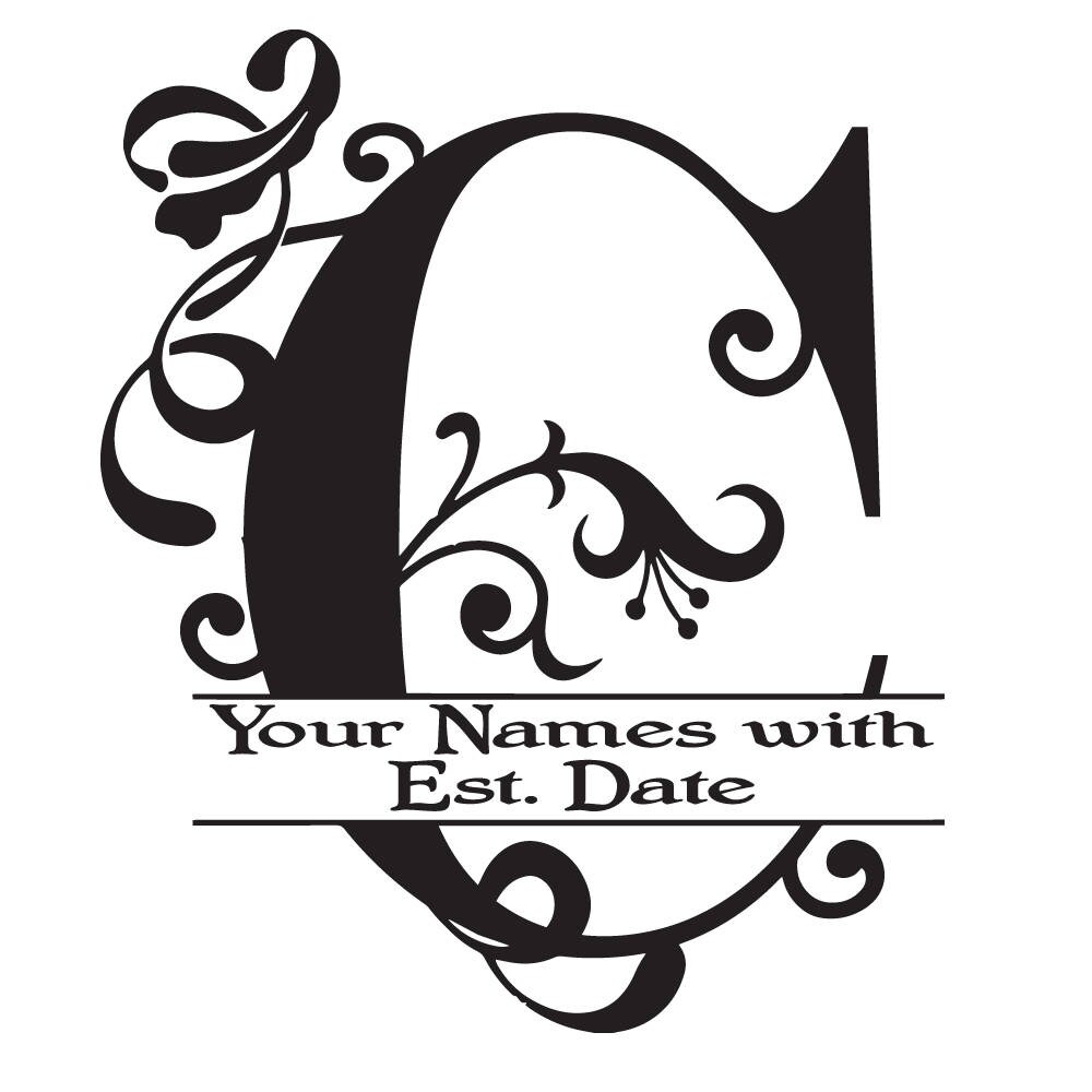 Download Large Vinyl Monogram - Letter C Decal - Split Letter ...