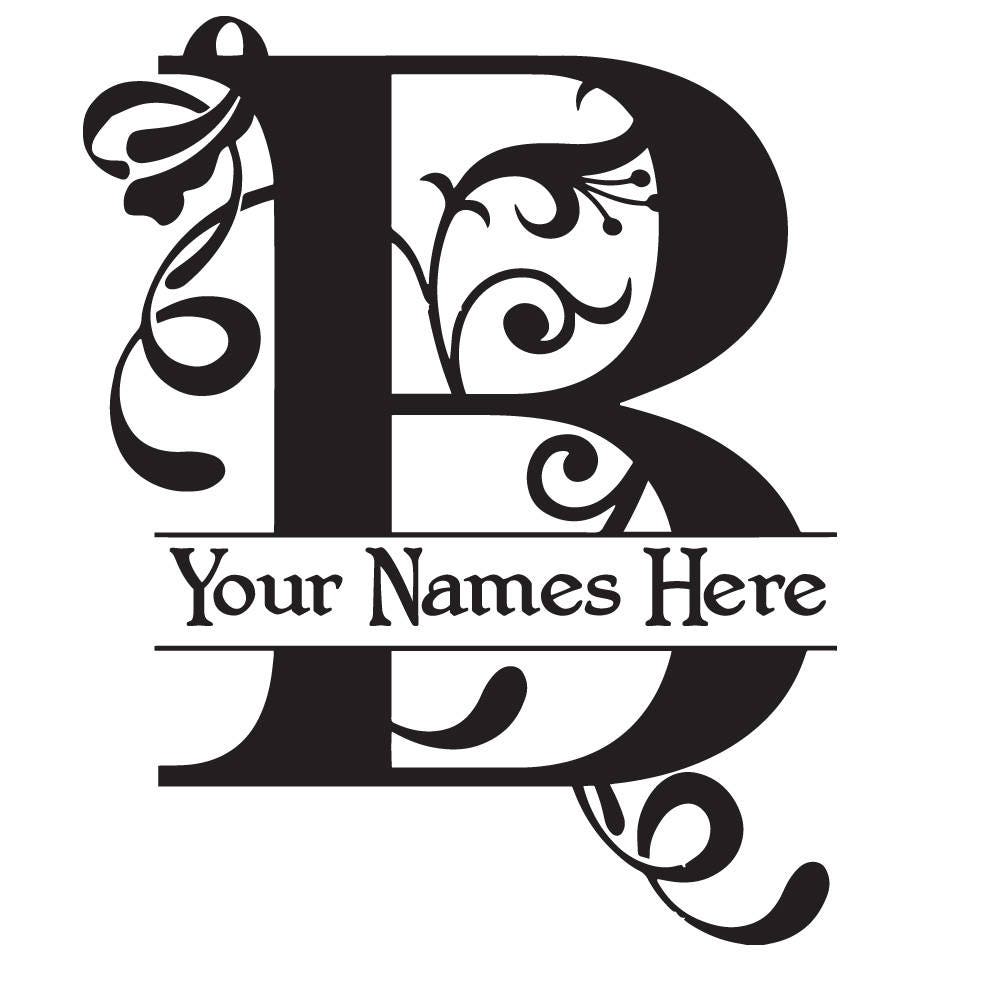 Download Large Vinyl Monogram - Letter B Decal - Split Letter ...