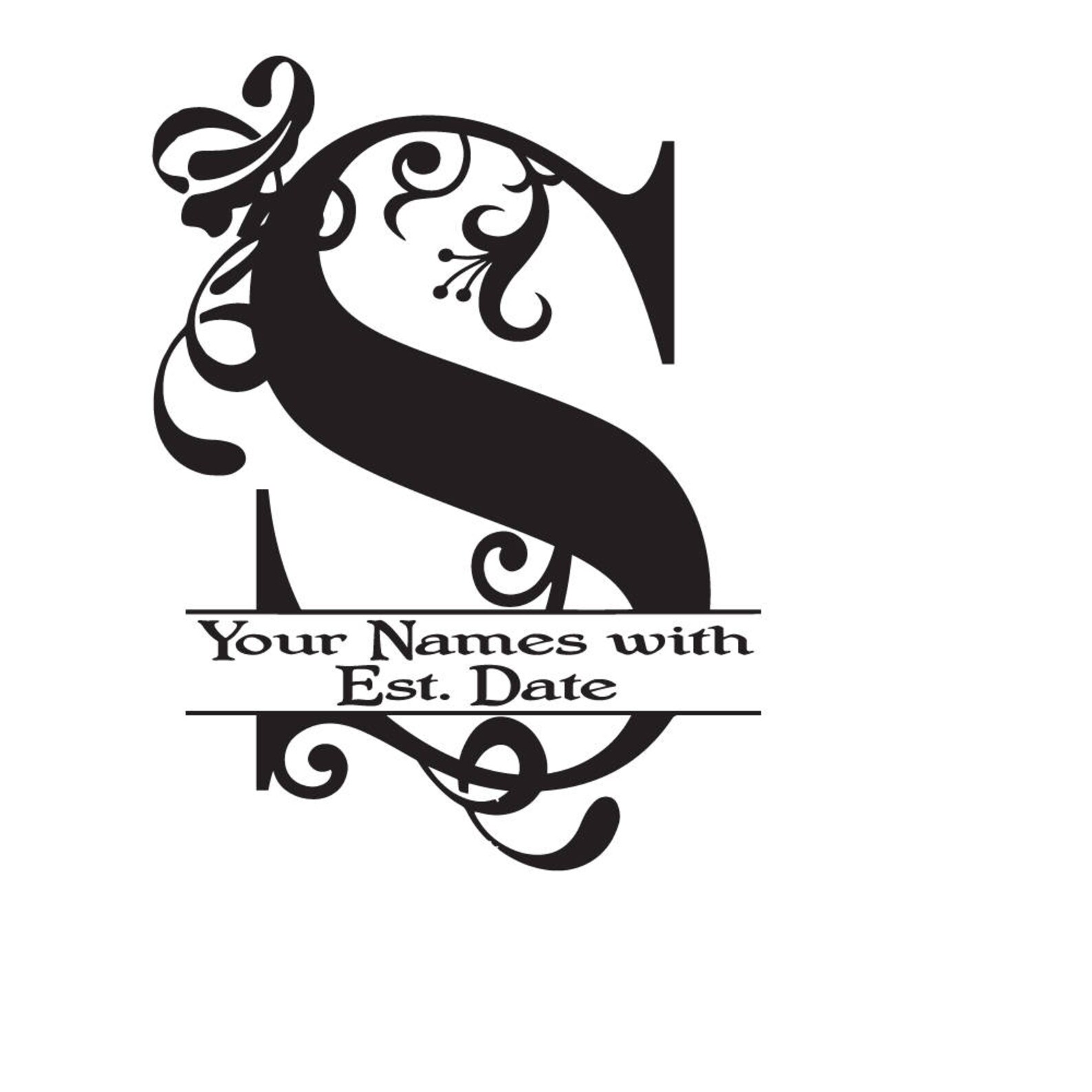 Large Vinyl Monogram Letter S Decal Split Letter Monogram Etsy Norway