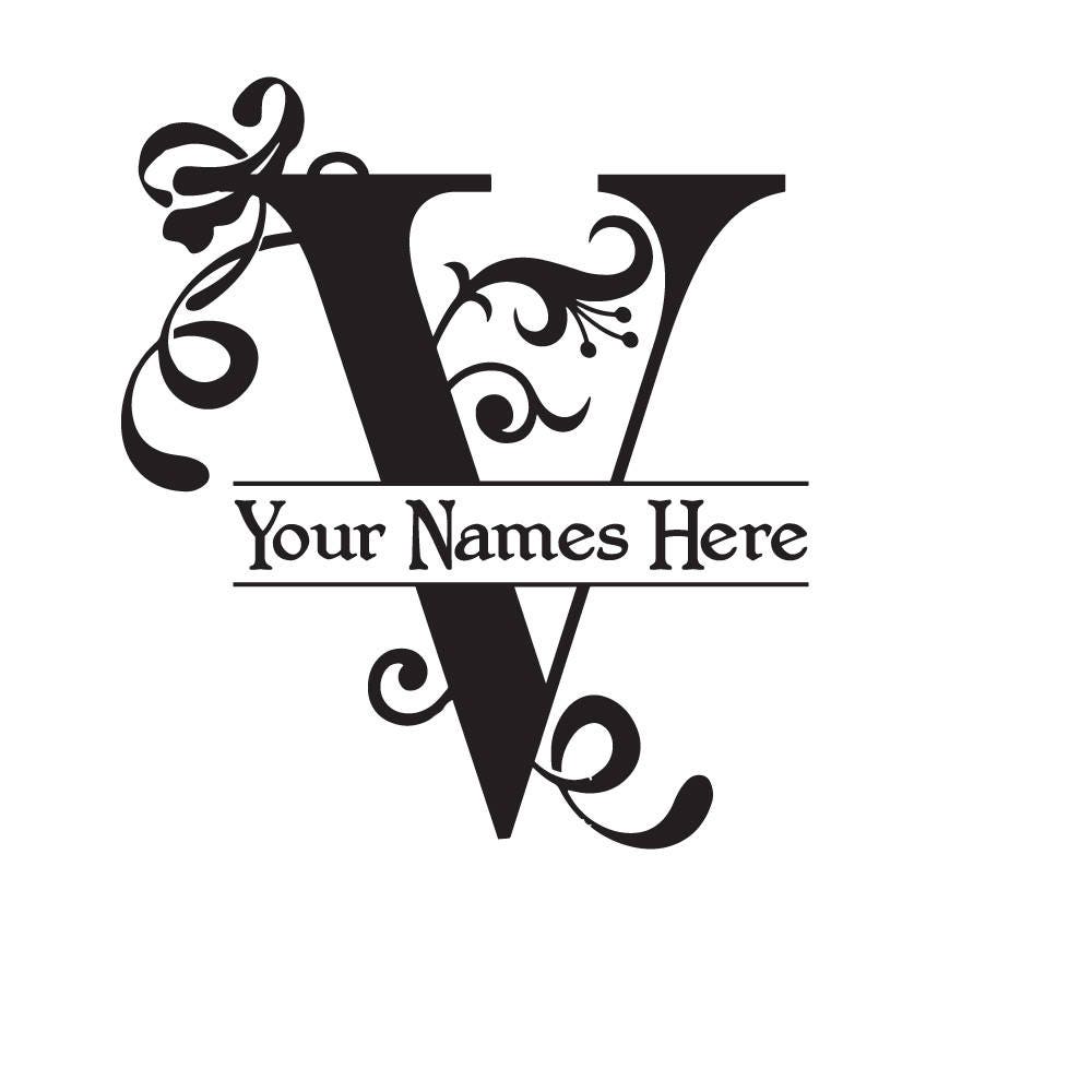 Download Large Vinyl Monogram - Letter V Decal - Split Letter ...