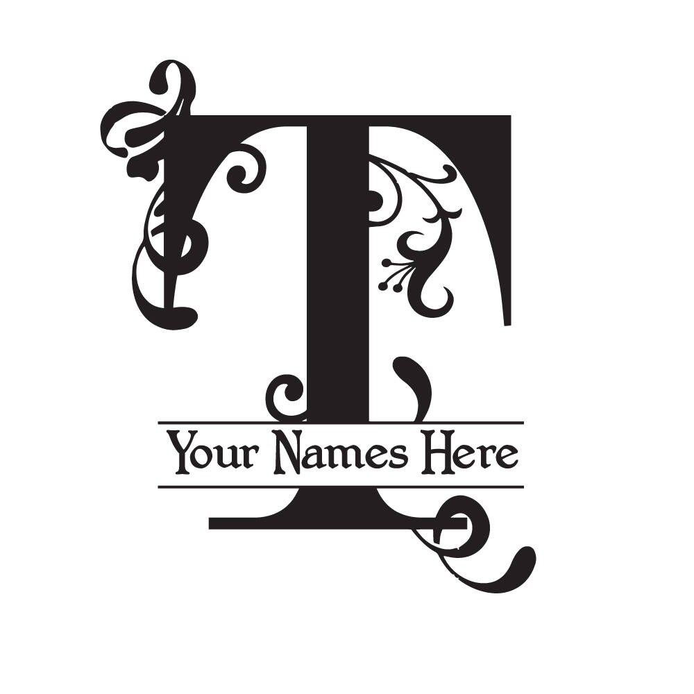 Download Large Vinyl Monogram - Letter T Decal - Split Letter ...
