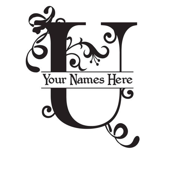 Split Monogram Font Letter U Embroidery Split Monogram Font Letter U Embroidery