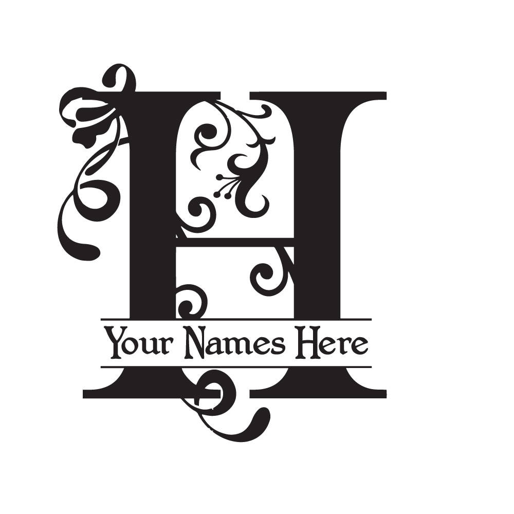 Large Vinyl Monogram - Letter H Decal - Split Letter ...