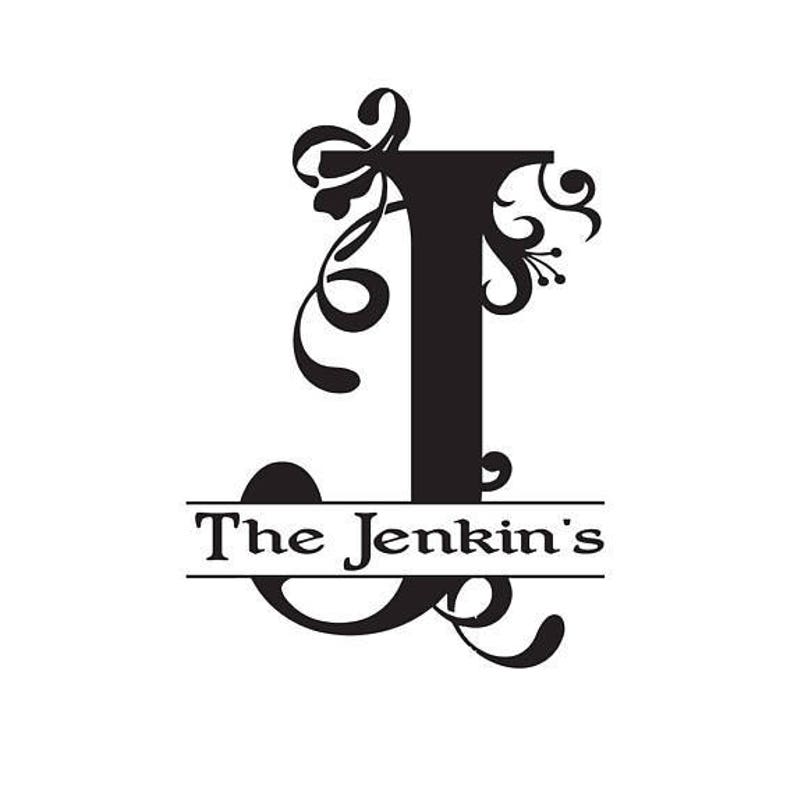 Large Vinyl Monogram Letter J Decal Split Letter Monogram Etsy
