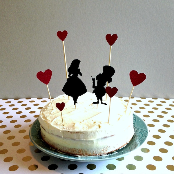 Alice in Wonderland Cake Topper Set, Alice in Wonderland Party Supplies, Alice in Wonderland Party Decor