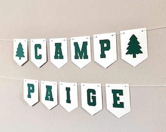 Custom Camp Banner, Happy Camper Birthday Camp Bachelorette Rustic Retro Party Sign, Last Trail Before The Vail, Girls Gone Mild In the Wild