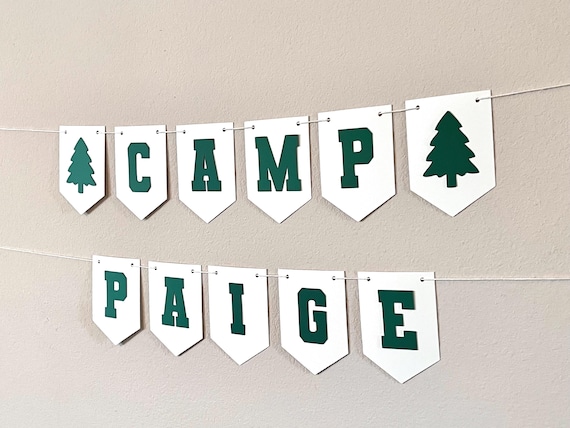 Custom Camp Banner, Happy Camper Birthday Camp Bachelorette Rustic Retro Party Sign, Last Trail Before The Vail, Girls Gone Mild In the Wild