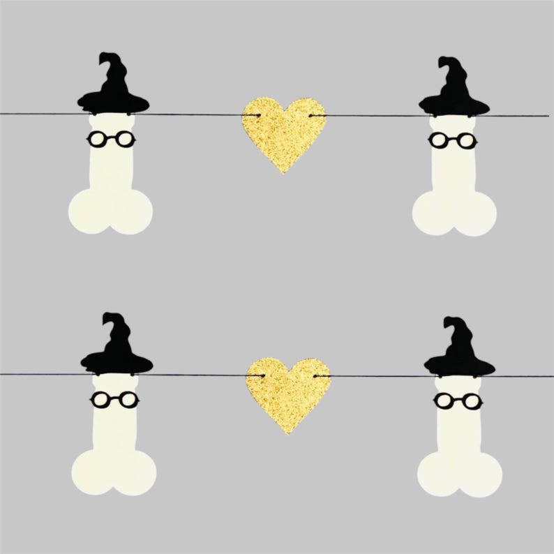 Wizard Penis and Hearts Bachelorette Party Banner.