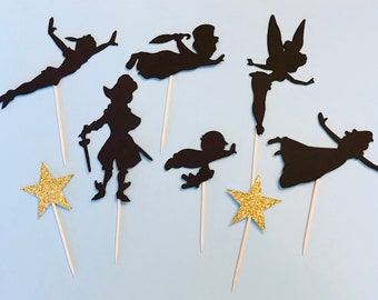 Never Grow Up Cupcake Toppers, Peter Pan Cupcake Toppers, Never Grow Up Party Supplies, Peter Pan Cupcake Picks