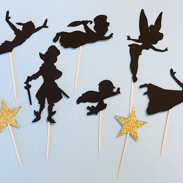 Never Grow Up Cupcake Toppers, Peter Pan Cupcake Toppers, Never Grow Up Party Supplies, Peter Pan Cupcake Picks