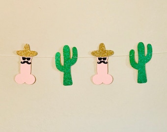 Final Fiesta Banner: Glitter Cactus, Sombrero Bachelorette Party Garland