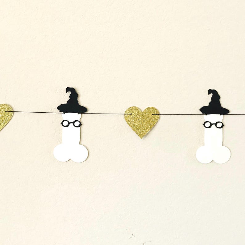 Wizard Penis and Hearts Bachelorette Party Garland.