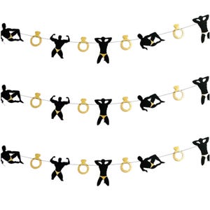 Male Stripper with Rings Banner, Let&#39;s Go Girls, Last Fling Before the Ring, Club Bach, Funny Bach Garland