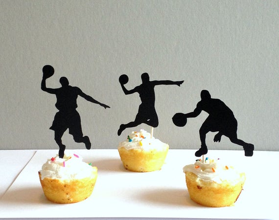 Basketball Cupcake Toppers Basketball Player Cupcake Picks Etsy