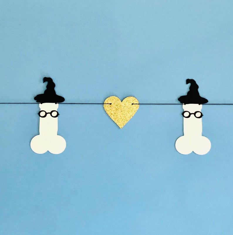 Wizard Penis and Hearts Bachelorette Party Banner.