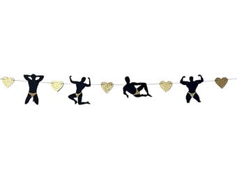 Male Stripper Garland: Bachelorette Party Banner, Girls Night Decoration