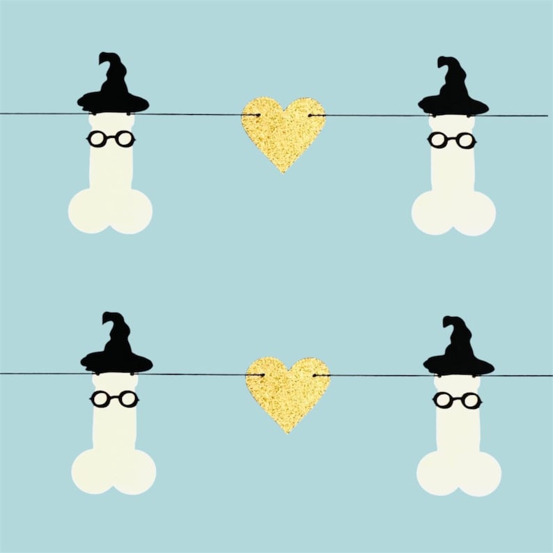 Wizard Penis and Hearts Bachelorette Party Banner.