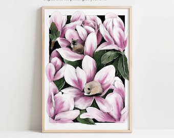 2 Magnolien Siamkatzen - digital - zum Drucken