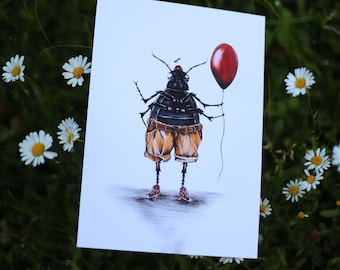 Bug boy print |  Beetle illustration | bug giclee | Boy art print | A3 and A4 print