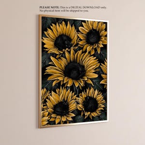 Sunflower cat - DIGITAL file for printing. Black cats in sunflowers for posters - make your own. High res cats for printing