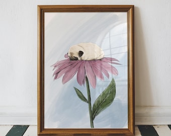 Pug flower, dog cone flower, pug owner gift