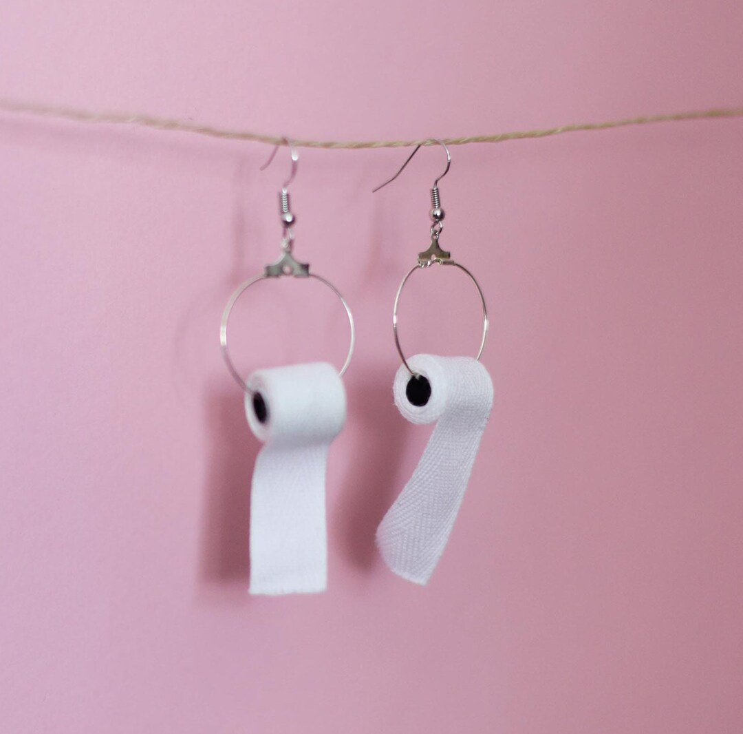Toilet Paper Earrings WC Earrings Funny Toilet Paper Etsy