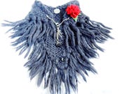 Dog Bohemian Poncho, 100 Pure Sheep Wool, Native Styled Dog Poncho with Fringe, Knit Dog Sweather, Dog Cape, Dog Apparel