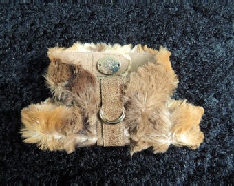 Leather Dog Harness, Choke Free Dog Harness, Dog Harness for Small Dogs, Faux fur Leather Dog Harness, Fancy Harness, Animal Friendly